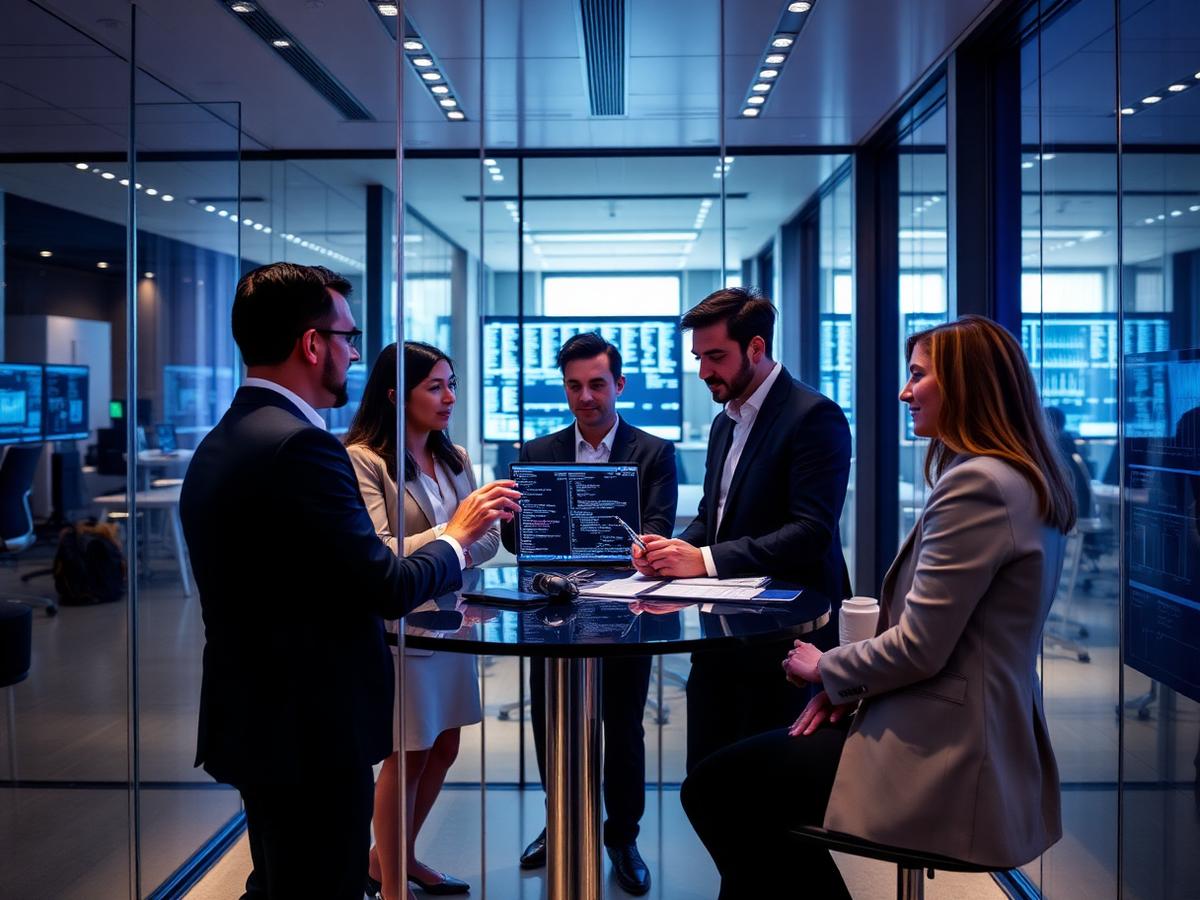 Vectro consulting leadership team collaborating in a modern office